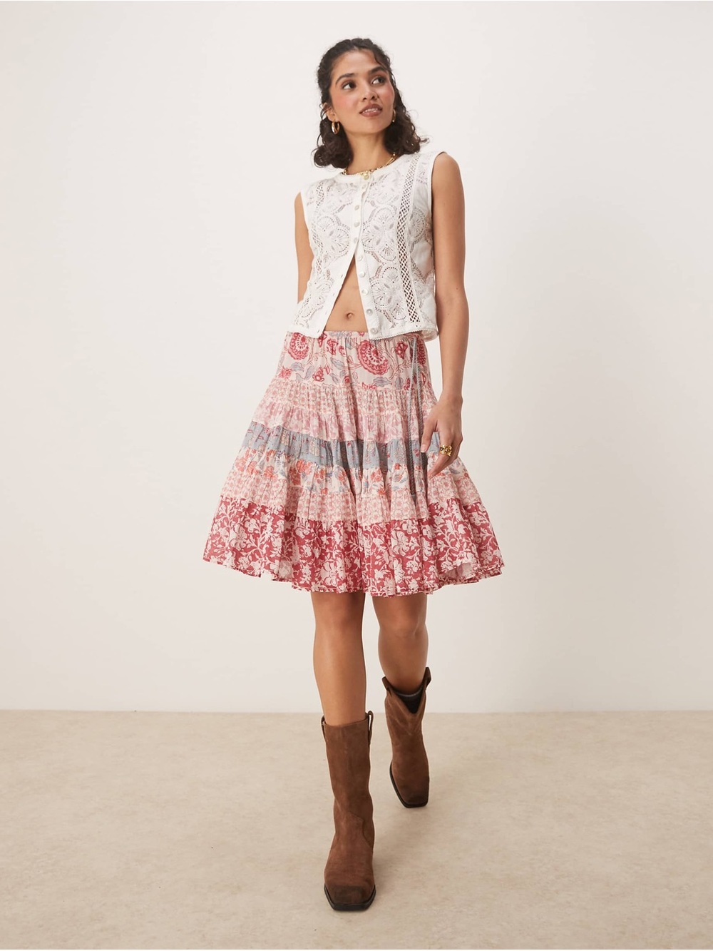 𝓯𝓹 Free People ~ Many Layers Midi Skirt - Picture 3 of 13